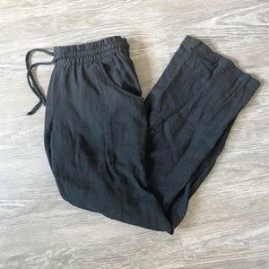 Roxy Black Linen Blend Drawstring Pants Size M
